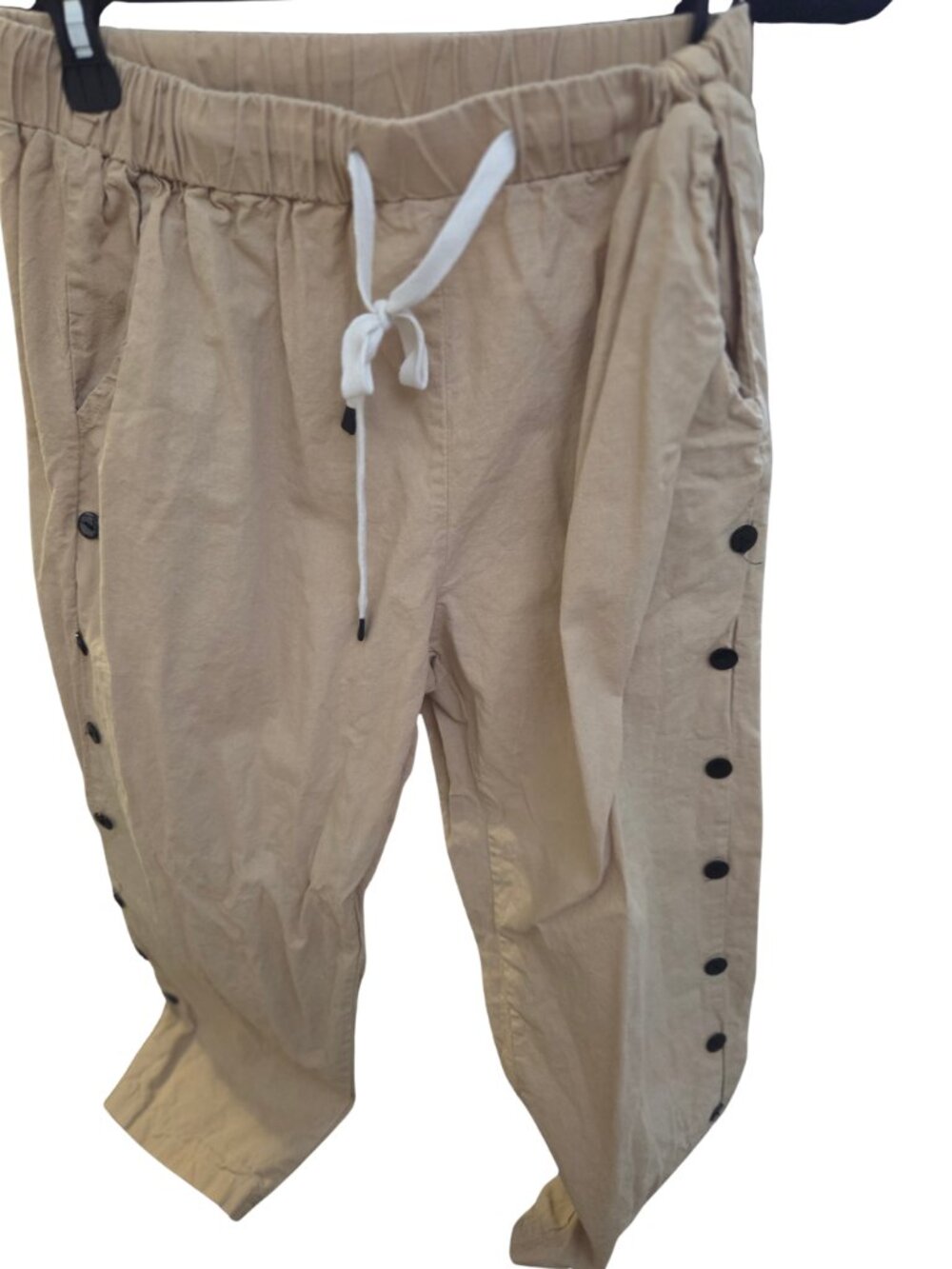 Polyester pants - Kakai colored - buttons - size 8 - womens